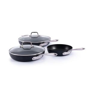 image shows All-Clad HA1 Expert Hard Anodized Nonstick Cookware Set | 5-Piece against a blank, white background