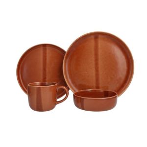 image shows Fortessa Nosse Svelte 16-Piece Dinnerware Set | Terracotta against a blank, white background