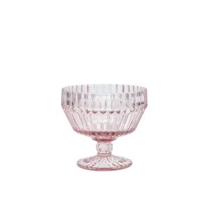 image shows Fortessa Archie 10oz Footed Dessert Bowl | Pink  against a blank, white background