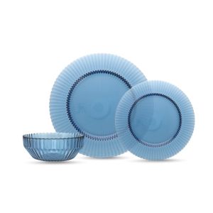 image shows Fortessa Archie 12-Piece Dinnerware Set | Cornflower against a blank, white background