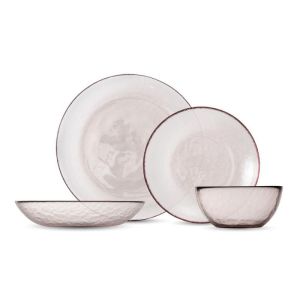 image shows Fortessa Los Cabos 16-Piece Dinnerware Set | Pink against a blank, white background