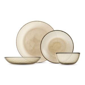 image shows Fortessa Los Cabos 16-Piece Dinnerware Set | Ginger Root against a blank, white background
