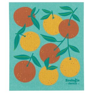 image shows Ecologie by Danica Swedish Sponge Dish Cloth | Oranges against a blank, white background
