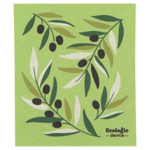 image shows Ecologie by Danica Swedish Sponge Dish Cloth | Olives against a blank, white background
