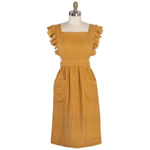 image shows Danica Heirloom Ada Apron | Saffron  against a blank, white background