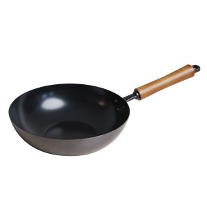 image shows Joyce Chen Classic Series 9.5" Carbon Steel Ceramic Nonstick Stir Fry Pan against a blank, white background