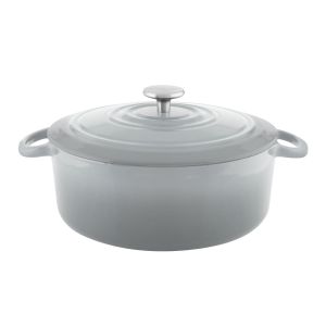 image shows Chantal 7Qt. Round Cast Iron Dutch Oven | Fade Grey against a blank, white background
