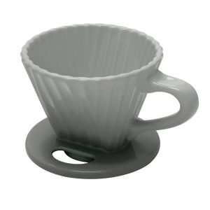 image shows Chantal Lotus 8oz Pour Over Coffee Maker | Fade Grey  against a blank, white background