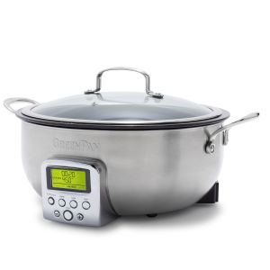 image shows GreenPan Multifunction Deep Electric Skillet | Stainless Steel against a blank, white background