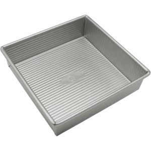 image shows USA Pan 8" Square Cake Pan against a blank, white background