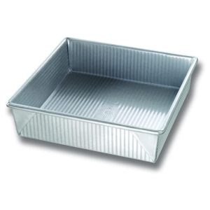 image shows USA Pan 9" Square Cake Pan against a blank, white background