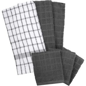 image shows Ritz 6-Piece Premium Kitchen Towel & Dish Cloth Set | Graphite against a blank, white background