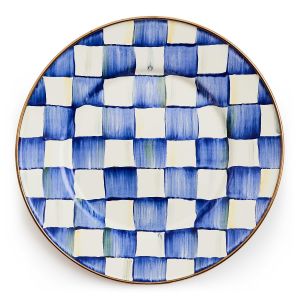 image shows MacKenzie-Childs Royal Check 8" Salad/Dessert Plate  against a blank, white background