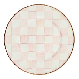 image shows MacKenzie-Childs Rosy Check 8" Salad/Dessert Plate  against a blank, white background