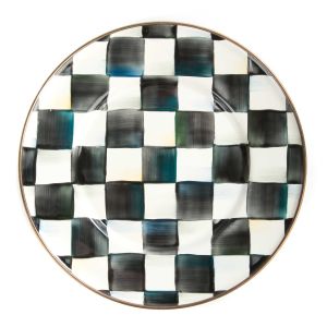 image shows MacKenzie-Childs Courtly Check 8" Salad/Dessert Plate against a blank, white background