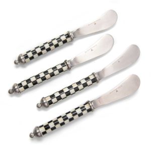 image shows MacKenzie-Childs Courtly Check Supper Club Spreaders | 4-Piece  against a blank, white background