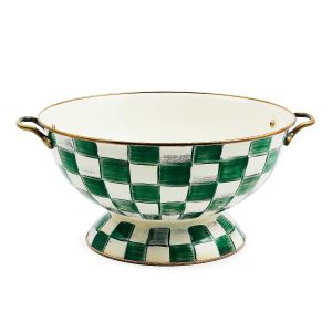 image shows MacKenzie-Childs Emerald Check 26-Cup Everything Bowl against a blank, white background