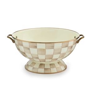 image shows MacKenzie-Childs Mocha Check 6.5 Qt. Everything Bowl  against a blank, white background