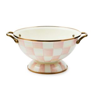 image shows MacKenzie-Childs Rosy Check 2.75 Qt. Almost Everything Bowl against a blank, white background