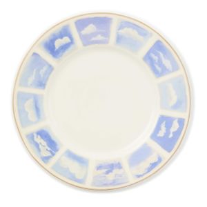 image shows MacKenzie-Childs 11" Dinner Plate | Cloud Watching  against a blank, white background