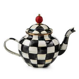 image shows MacKenzie-Childs Courtly Check 4-Cup Teapot  against a blank, white background