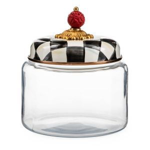 image shows MacKenzie-Childs Courtly Check 48oz Small Kitchen Canister against a blank, white background