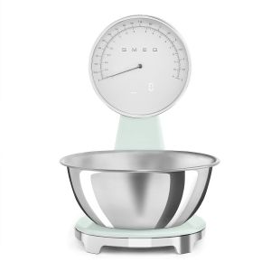 image shows SMEG 50's Retro Style Aesthetic Kitchen Scale | Pastel Green against a blank, white background