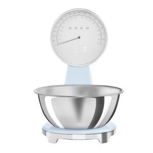 image shows SMEG 50's Retro Style Aesthetic Kitchen Scale | Pastel Blue against a blank, white background