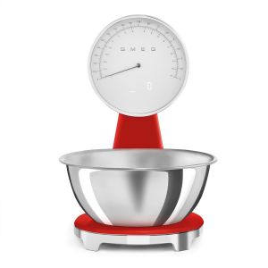 image shows SMEG 50's Retro Style Aesthetic Kitchen Scale | Red against a blank, white background