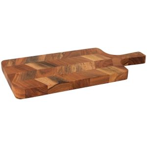 image shows Danica Heirloom Acacia Chevron 17" Serving Paddle against a blank, white background