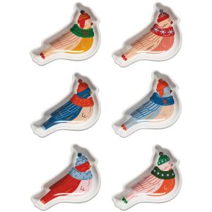 image shows Danica Jubilee Christmas Pinch Bowls (Set of 6) | Season's Tweetings  against a blank, white background