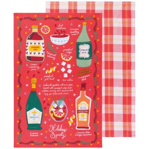 image shows Danica Jubilee Christmas Dishtowels (Set of 2) | Holiday Spirits against a blank, white background
