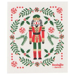 image shows Now Designs by Danica Swedish Sponge Dish Cloth | Nutcracker against a blank, white background