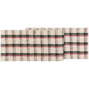 image shows Now Designs by Danica Christmas Table Runner | Noel Plaid  against a blank, white background