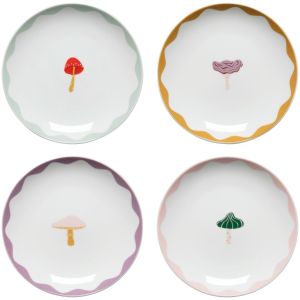 image shows Danica Jubilee Appetizer Plates (Set of 4) | Mushroom Gems against a blank, white background
