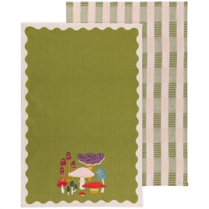 image shows Danica Jubilee Dishtowels (Set of 2) | Mushroom Gems against a blank, white background