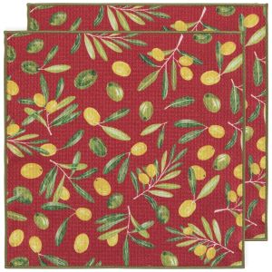 image shows Now Designs by Danica Recycled Microfibre Dish Cloth Set | Olive Oil against a blank, white background