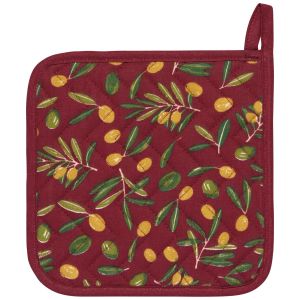 image shows Now Designs by Danica Chef Potholder | Olive Oil against a blank, white background
