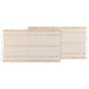 image shows Danica Heirloom Ravel Table Runner | Ivory  against a blank, white background