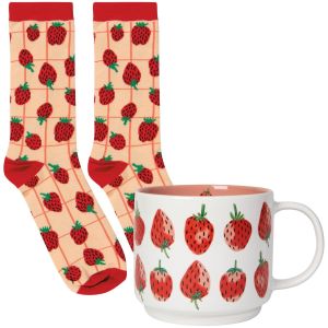image shows Danica Jubilee Mug and Socks Set | Berry Sweet against a blank, white background