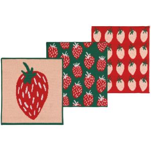 image shows Danica Jubilee Knit Dishcloths (Set of 3) | Berry Sweet against a blank, white background