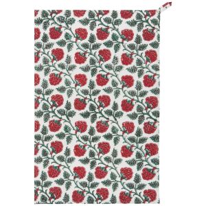 image shows Danica Heirloom Block Print Dishtowel | Carnation  against a blank, white background