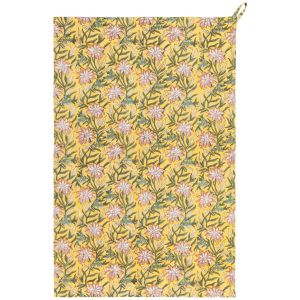 image shows Danica Heirloom Block Print Dishtowel | Clematis against a blank, white background
