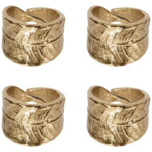 image shows Danica Heirloom Napkin Rings (Set of 4) | Leaf Gold  against a blank, white background