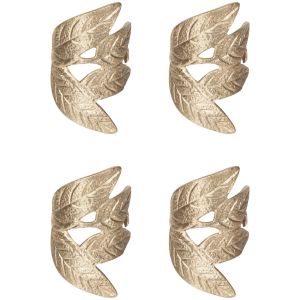 image shows Danica Heirloom Napkin Rings (Set of 4) | Frond Gold against a blank, white background