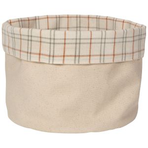 image shows Now Designs by Danica Plaid Canvas Bread Basket  against a blank, white background