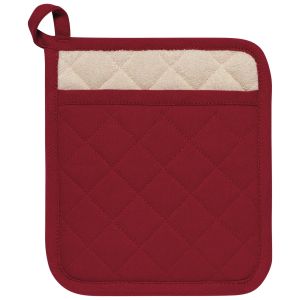 image shows Now Designs by Danica Superior Potholder | Carmine Red  against a blank, white background