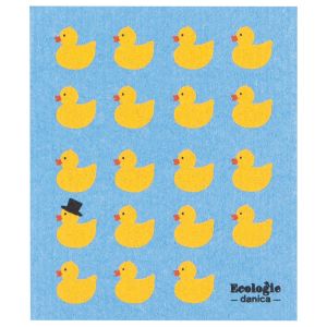 image shows Ecologie by Danica Swedish Sponge Dish Cloth | Rubber Duckies against a blank, white background