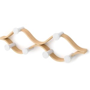 image shows Umbra Montage 6 Wall Hook | White/Natural against a blank, white background