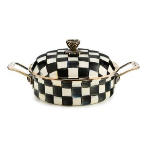 image shows MacKenzie-Childs Courtly Check 3 Qt. Casserole  against a blank, white background